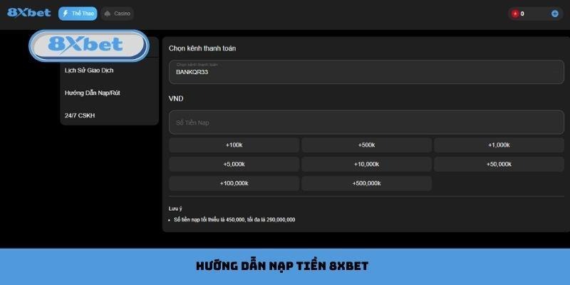 Hướng dẫn nạp tiền 8xbet